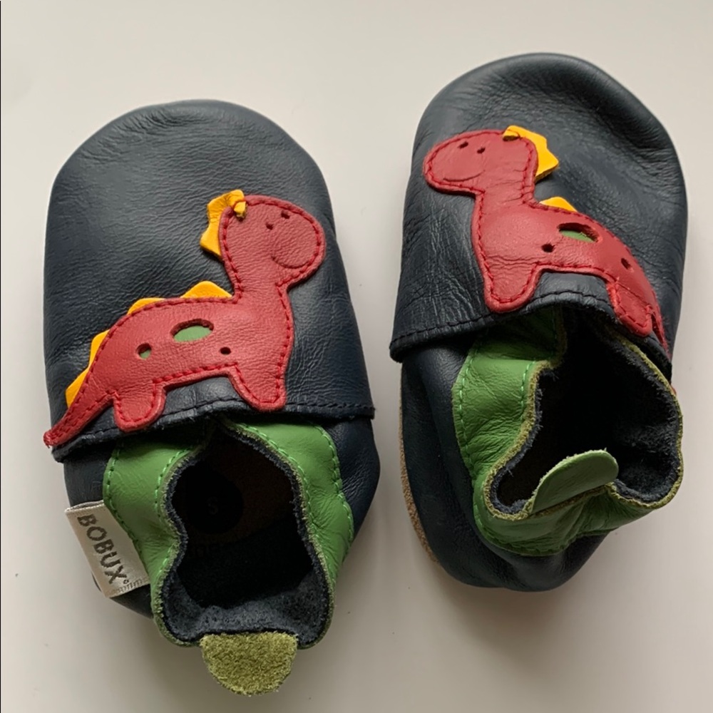 BOBUX dinosaur leather baby shoes